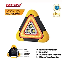 Üçgen Led Projektör - İkaz Lambası - Solar İkaz Lambası