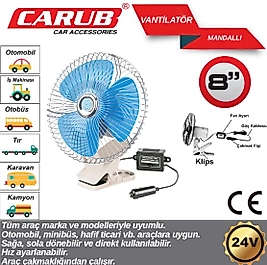 Oto Vantilatör 8" 24v Mandallı Döner Başlıklı